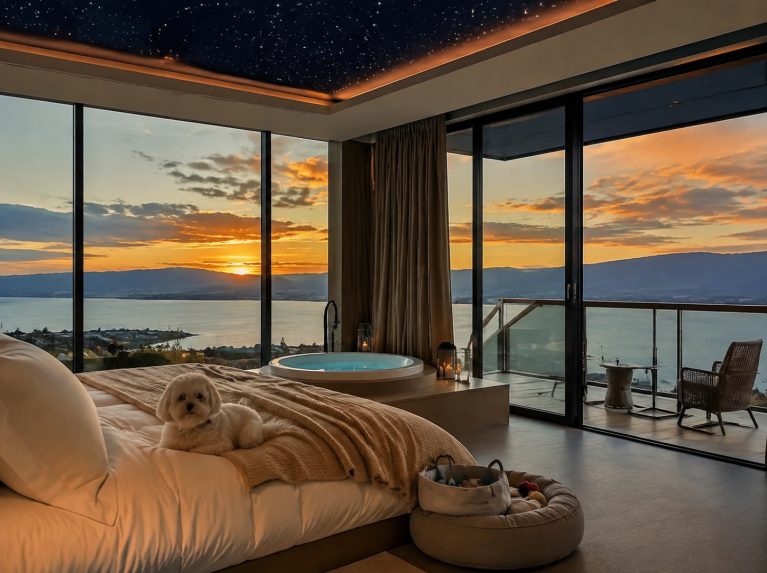 迪庆藏族自治州85㎡星空顶层泡池套房